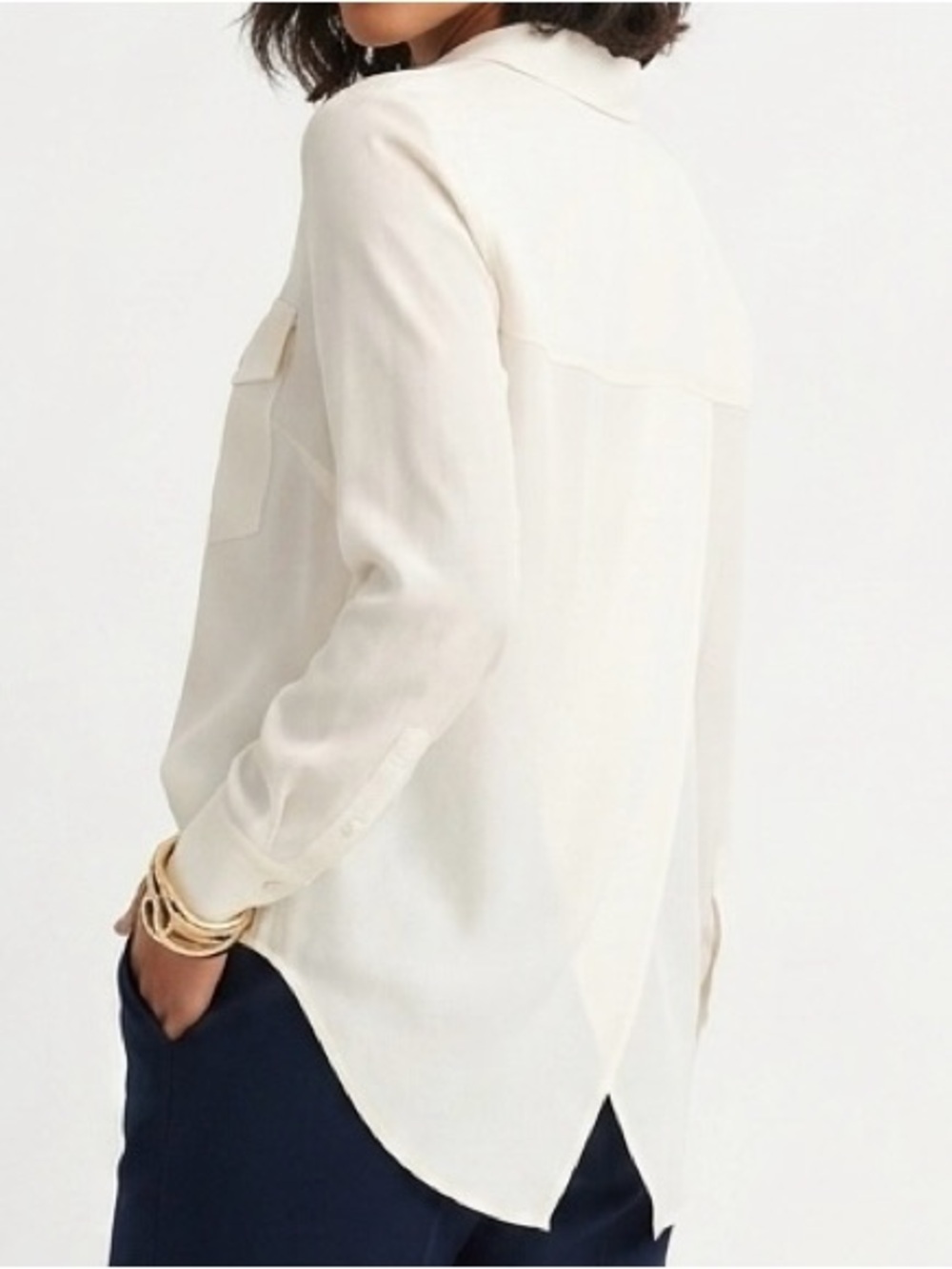 VERONICA BEARD Kelson Crossover Back Silk Blouse - Ivory 4